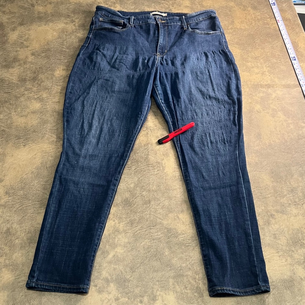 Levi's 721 High Rise Skinny Jeans Womens 34 Dark‎ Blue Denim Stretch *SEE WEAR*